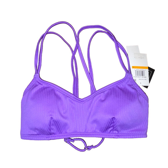 Salt + Cove Jrs' Raised Rib Strappy Bralette high waisted Bikini set, purple XS - Picture 5 of 11